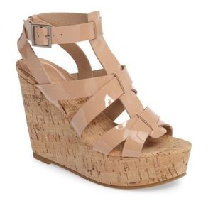 Nordstrom Pelle Moda Patent Wedge Sandal NWOT 8.5